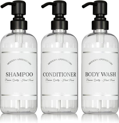 Clear Refillable Shampoo and Conditioner Bottles by ArtanisHome