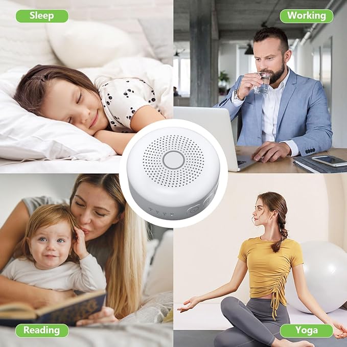 Sleepbox Portable White Noise Machine 30 Soothing Sounds Rechargeable Battery Small for Travel 32 Volume Control Noise Canceling Sleep Machine Sound Therapy for Baby Kids Adults (White)