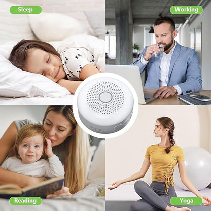 Sleepbox Portable White Noise Machine 30 Soothing Sounds Rechargeable Battery Small for Travel 32 Volume Control Noise Canceling Sleep Machine Sound Therapy for Baby Kids Adults (White)