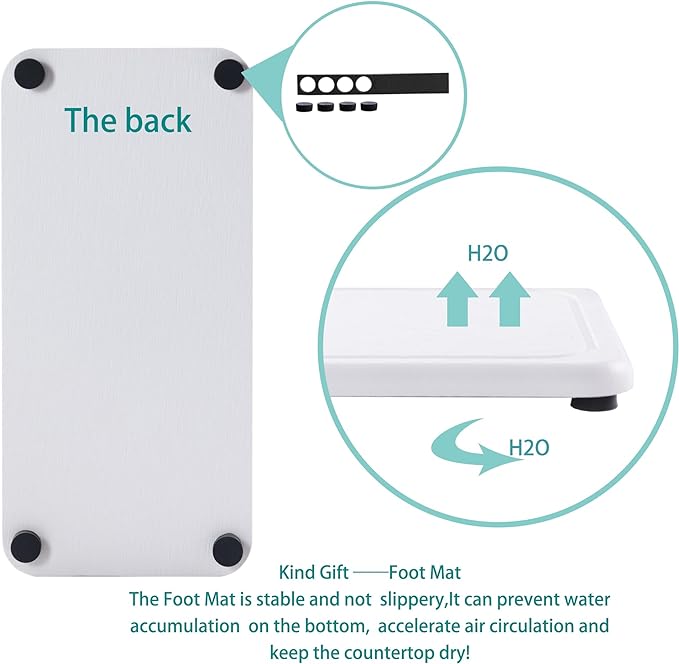 2 Pcs Water Absorbing Stone Trays, Kitchen/Bathroom Sink Soap Dish, Diatomite Tray Used for Hand Soap & Cosmetic Bottles in The Modern Home, 4" W x 8.3" L, White