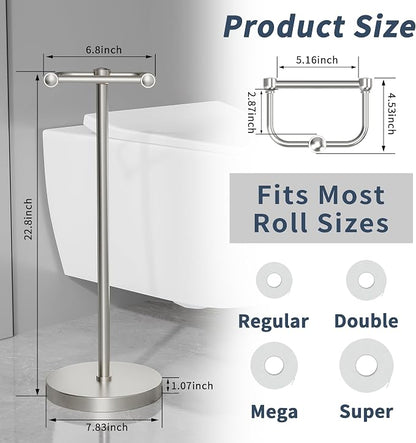 RARXTR Toilet Paper Holder Stand, Post Pivoting Design Free Standing Toilet - Image 6