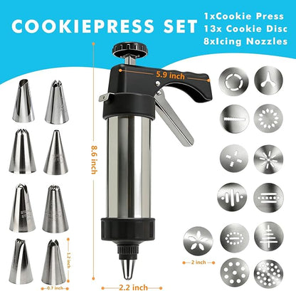 Stainless Steel Cookies Press, Cookie Press Gun Kit - Image 6