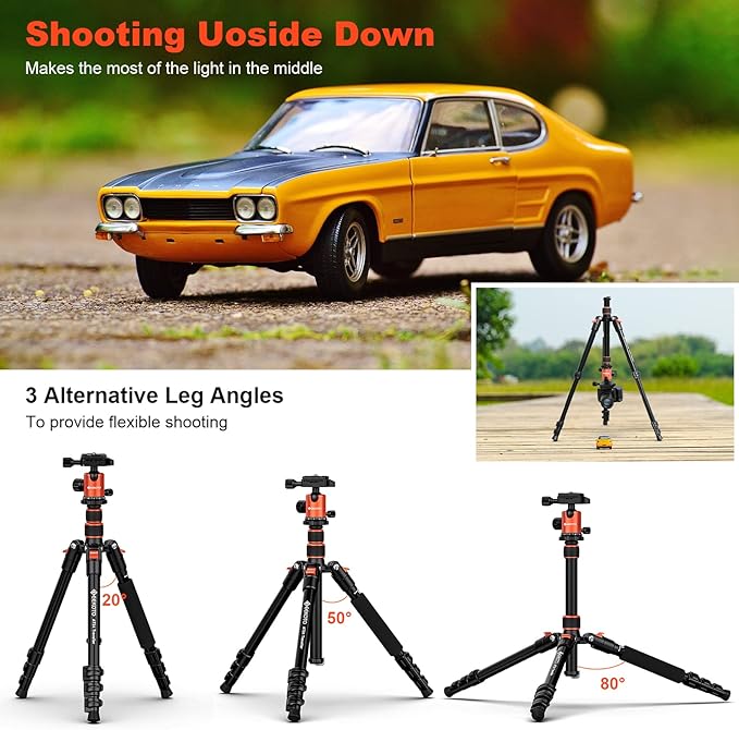 GEEKOTO 58” Magnetic Tripod, Compact Aluminum Alloy Lightweight Magsafe Camera Tripod with 360 Degree Panorama Ball Head, Professional Camera Tripod for Travelling, Learning and Working