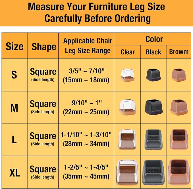 16 Pcs Small Square Chair Leg Protectors - Image 3