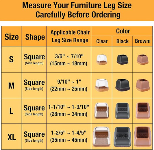 16 Pcs Chair Leg Floor Protectors Square, Silicone Chair Leg Protectors - Image 2