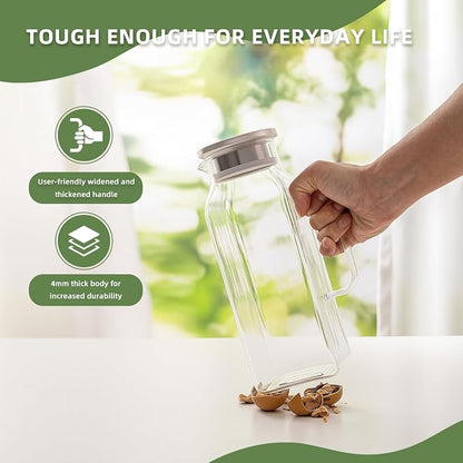 Hannadepot Glass Pitcher, 2 Pack 2L/68oz Glass Water Pitcher - Image 6