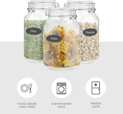 Airtight Glass Jars with Lids Set of 3. 50oz Glass Jar with Lid and 6 Silicone - Image 4