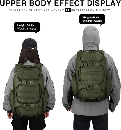 Mardingtop Tactical Molle Backpack for Men - 28L EDC Hiking & Motorcycle Backpack