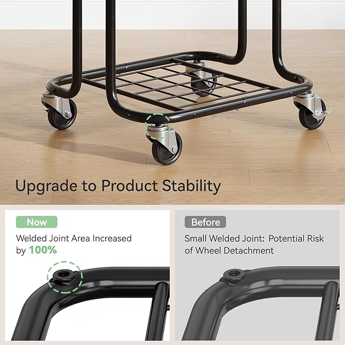 Laundry Basket with Wheels 150L/40Gal, Rolling Laundry Hamper with Steel Fram and Removable Washing Bag,Laundry Sorter Cart for Laundry Room,Hotel,Dorm,Black