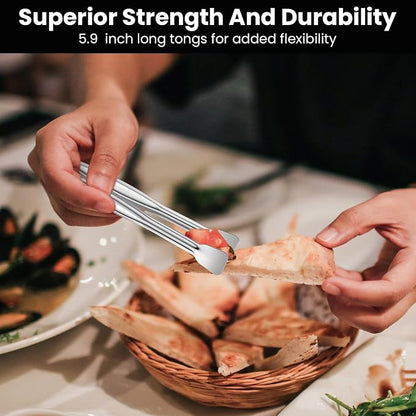 CHENGU 12 Pack Stainless Steel Kitchen Tongs 5/6/7 Inches Food Serving Clip - Image 7