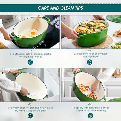 vancasso Enameled Cast Iron Dutch Oven, 9.3 Quart Dutch Oven Pot - Image 7