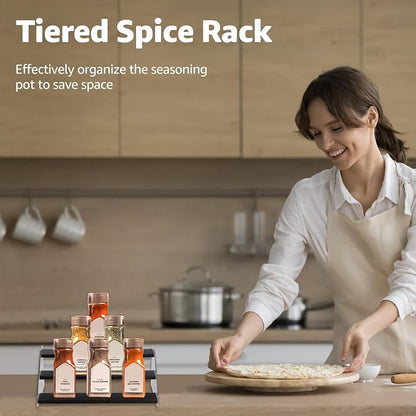 nianfeng Tiered Spice Rack, 3-Tier Spice Pantry Kitchen Cabinet Organizer - Image 5
