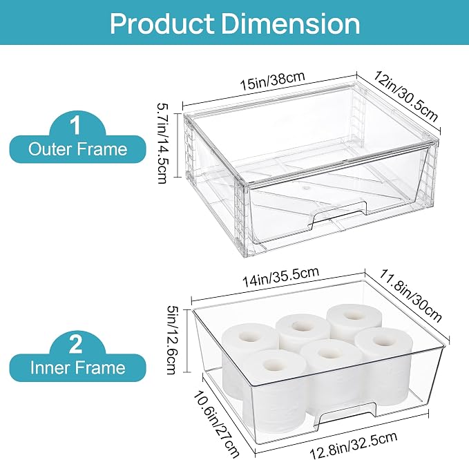 Vtopmart 4 Pack Large Stackable Storage Drawers, Easily Assemble Acrylic - Image 3