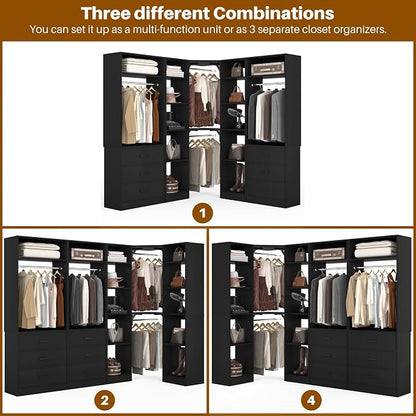 Corner Closet System with 6 Drawers, Closet Organizer System with 14 Shelves & - Image 5