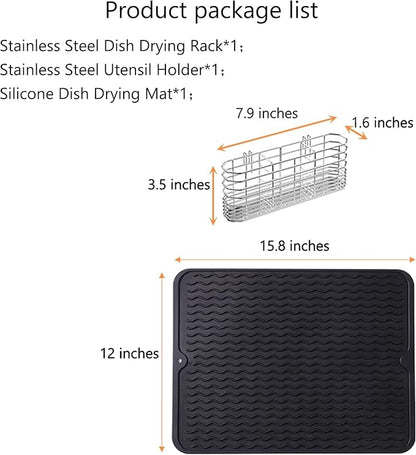 Stainless Steel Dish Drying Rack, Expandable Fruit & Vegetable Drain Rack over - Image 3