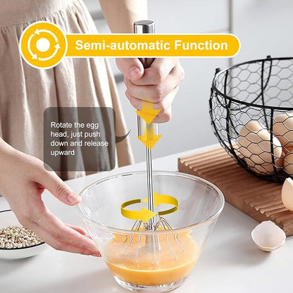 Egg Whisk, 2 Pack Stainless Steel Home Kitchen Tool, Hand Easy Whisk Egg Beater - Image 3