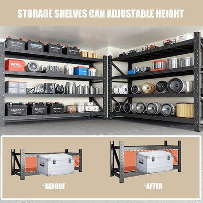 59" W Garage Shelving Heavy Duty, 4 Tier Metal Garage Shelves Adjustable - Image 3