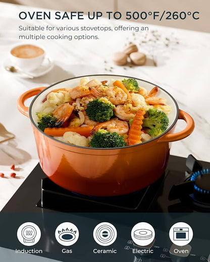 Enameled Cast Iron Dutch Oven - 6QT Dutch Oven Pot - Heavy-Duty Non Stick - Image 5
