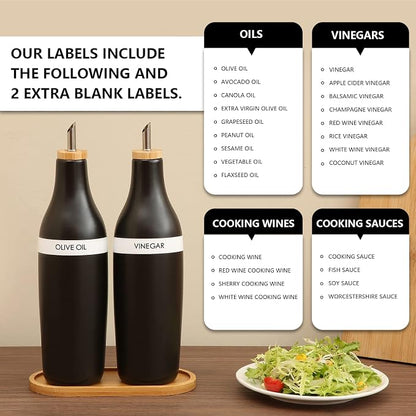 HOMCDALY Olive Oil and Vinegar Dispenser Set, Two 16oz Ceramic Oil Dispenser - Image 6