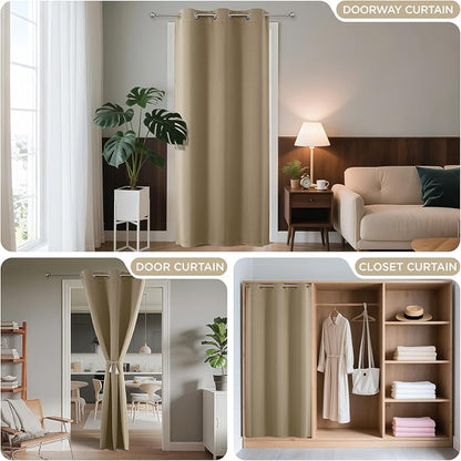 Joydeco Blackout Door Curtain for Doorway Privacy 96 Inches Long, Grommet - Image 4