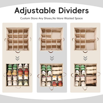 Shoe Organizer for Closet, 3 Pack Shoe Storage Bins - Image 3