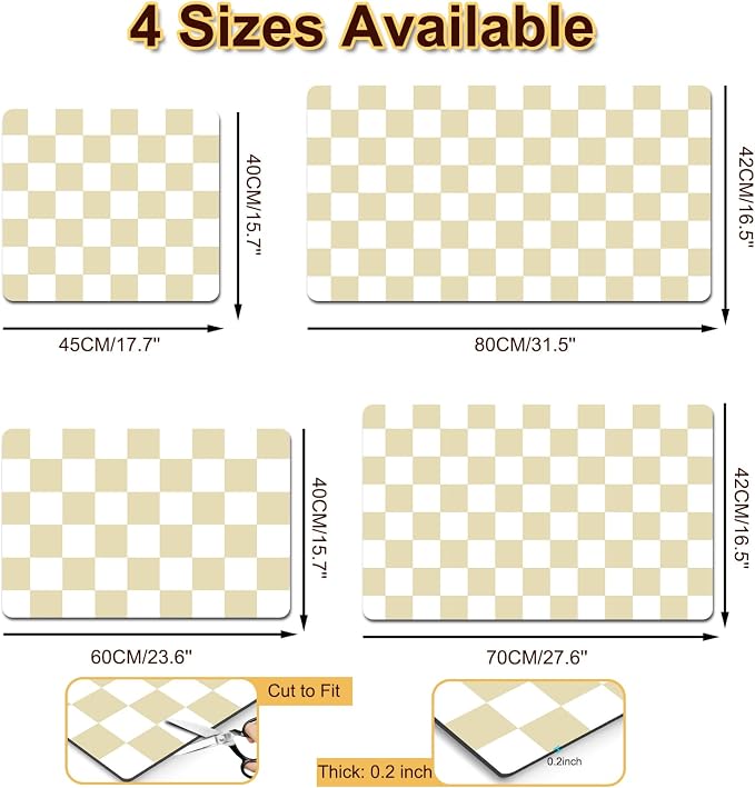 Dish Drying Mat for Kitchen Counter, 16.5’’ X 27.6’’ Checkered Large Coffee - Image 5