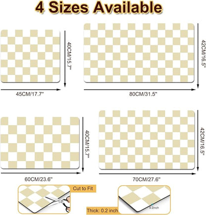 Dish Drying Mat for Kitchen Counter, 16.5’’ X 27.6’’ Checkered Large Coffee - Image 5