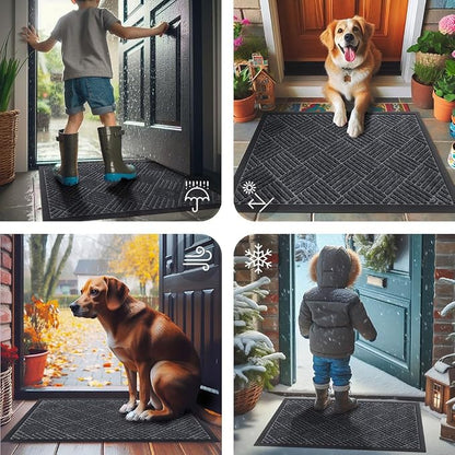 Smiry Front Door Mat Outside Entrance, Heavy Duty Outdoor Indoor Natural Rubber - Image 7