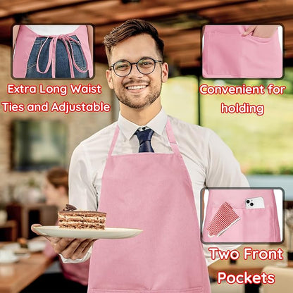 4 Packs Chef Apron with 2 Pockets, Waterproof Adjustable Apron - Image 5