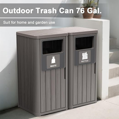 ROJIK 35" Tall Outdoor Trash Can, Weatherproof Resin Garbage Indoor Durable - Image 3
