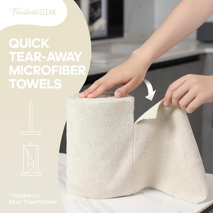 Fantasticlean Microfiber Cleaning Cloth Roll 4 Rolls 240 Pack, Tear Away - Image 2
