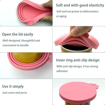 4pcs gray Pet Food Can Supplies Set，Silicone Cat Dog Food Can Lids Spoons - Image 5