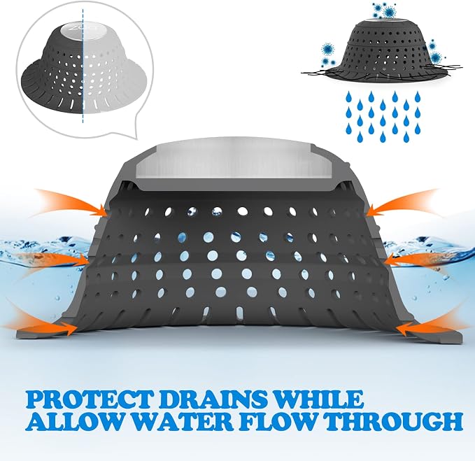 zaa Bathtub Drain Hair Catcher, 2 Pack Silicone Collapsible Bathtub Drain Cover - Image 6