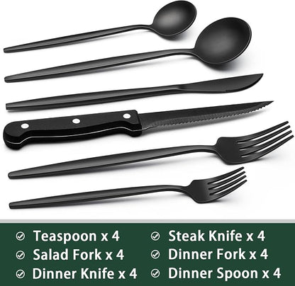 EWFEN 24-Piece Black Silverware Set - Image 2
