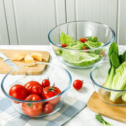 Homwin Glass Mixing Bowl Set for Baking 3-Piece Salad Bowl Set, High - Image 6