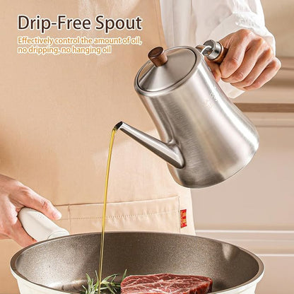 18/8 Stainless Steel Olive Oil Dispenser 500ml/16.9oz Drip-Free Pouring Oil Pot - Image 4