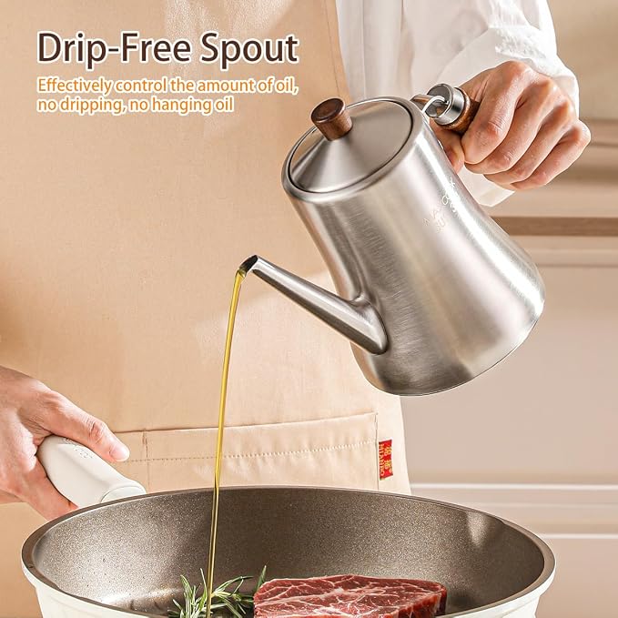 18/8 Stainless Steel Olive Oil Dispenser 1000ml/33.8oz Drip-Free Pouring Oil - Image 4