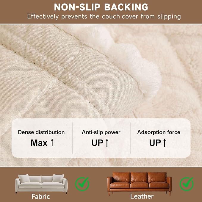 OTOB Pet Couch Covers for 3 Cushion Couch Sofa, Washable & Non Slip Fuzzy Plush - Image 8