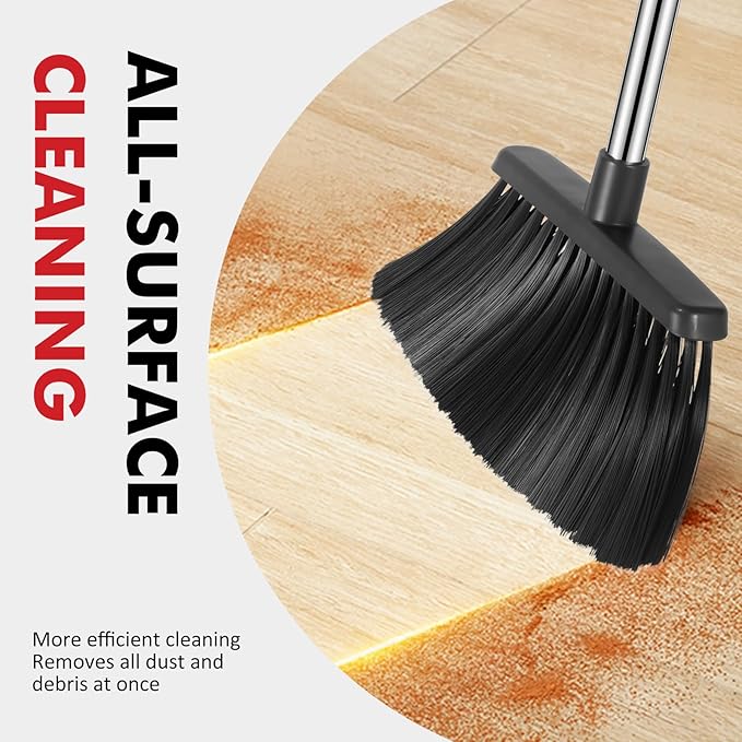 Heavy Duty Broom, 55 Inch Long Handle Outdoor Large Angle Brooms, Commercial - Image 6