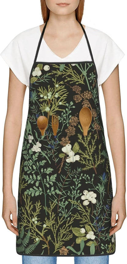 Botanical Print Floral Oven Mitts Pot Holders Farmhouse Cooking Apron Set of 5 - Image 6