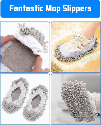 8 Pcs Mop Slippers Socks Floor Cleaning, Microfiber Shoe Covers dust Washable - Image 2