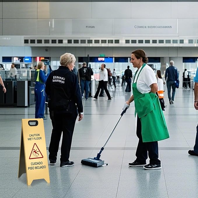 2 Pcs 24 Inch Stainless Steel Wet Floor Sign, Heavy Duty Caution Wet Floor Sign - Image 5