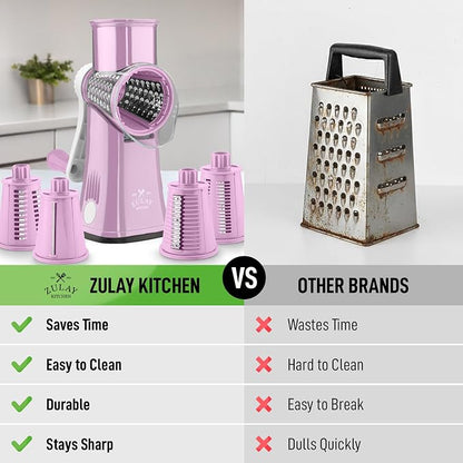 Zulay Kitchen Rotary Cheese Grater 5 Blade Cheese Shredder - Image 2