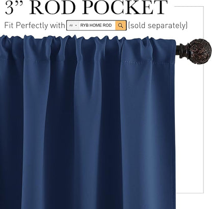 RYB HOME Blackout Curtains Small Window Decor Light Block Thermal Insulated - Image 2