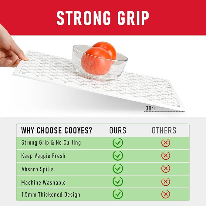 Cooyes Non Slip Refrigerator Liners, 2-in-1 Fridge Mats and Fresh-Keeping Shelf - Image 3