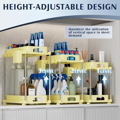 VERIFOST 2 Pack Under Sink Organizers and Storage, Height Adjustable Bathroom - Image 3