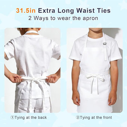Kids Apron and Chef Hat Set, 24 Pieces Boys Girls Kids Apron - Image 3