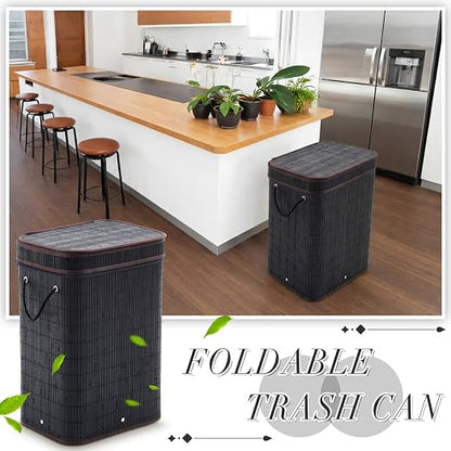 2 Pack 21 Gallon Bamboo Slim Trash Can - Image 5