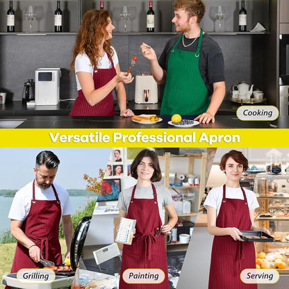 ROTANET Stripe Stretch Apron for Men Women Chef Big and Tall Large Striped - Image 6