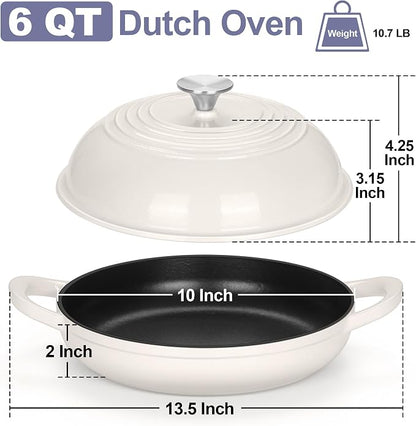 TeamFar Cast Iron Bread Dutch Oven, 6 Qt Enameled Dutch Oven Pot - Image 2